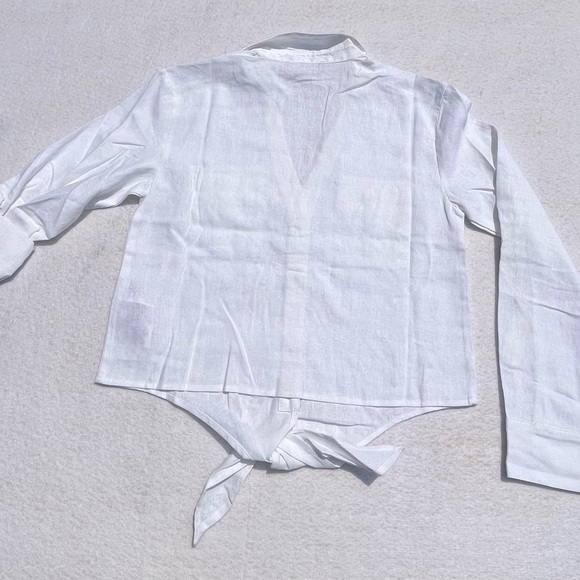 Guess White Linen Harper Tie Front Top Shirt Peasant Size Small Y2K NEW - Picture 10 of 10